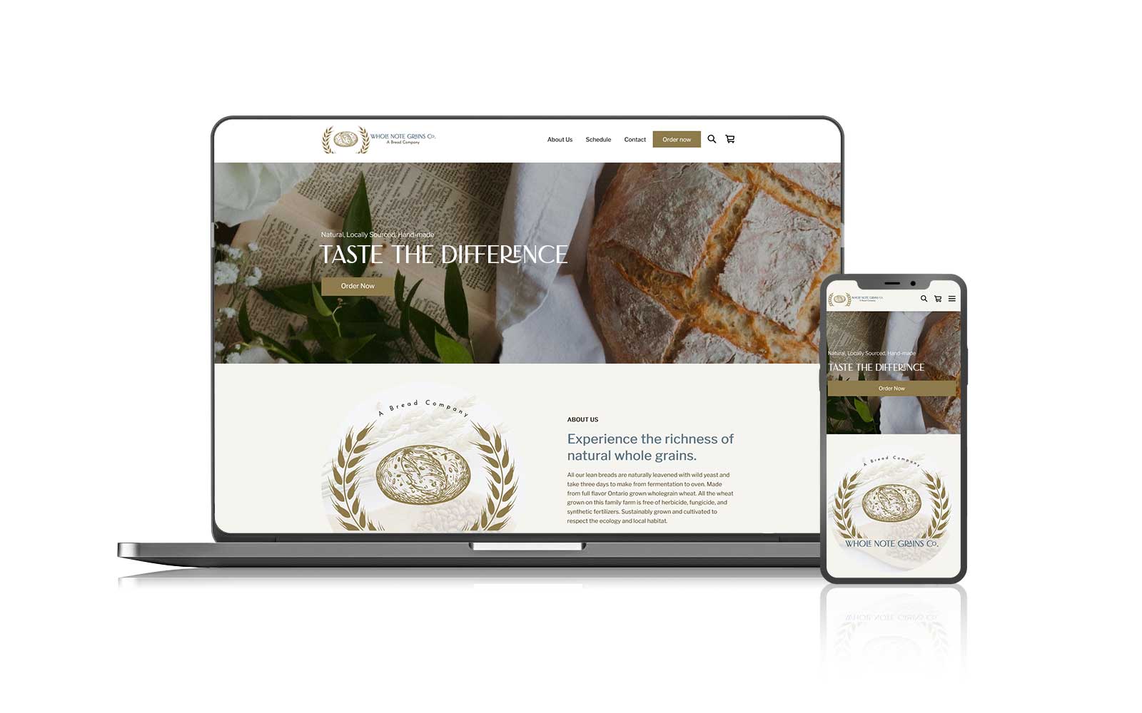 Whole Note Grains Co. Web Design